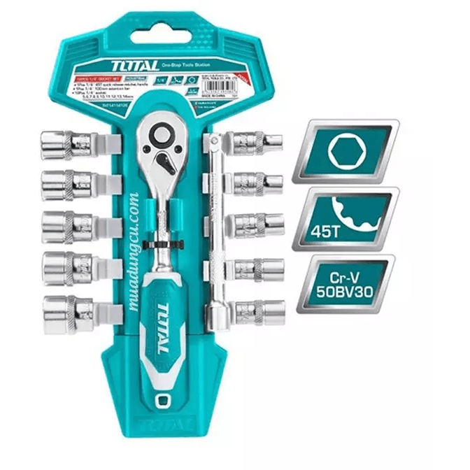 Total THT14114126 12pcs 1/4" Dr.  Socket Wrench Set | Total by KHM Megatools Corp.