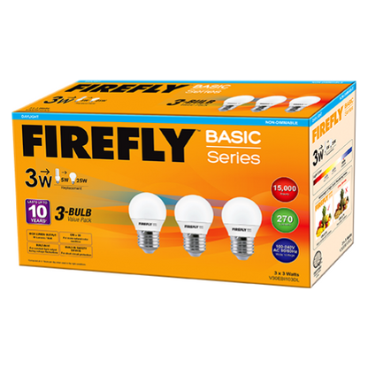 Firefly LED Indoor Lighting A-Bulbs 3-Bulb Value Pack | Firefly by KHM Megatools Corp. Main image