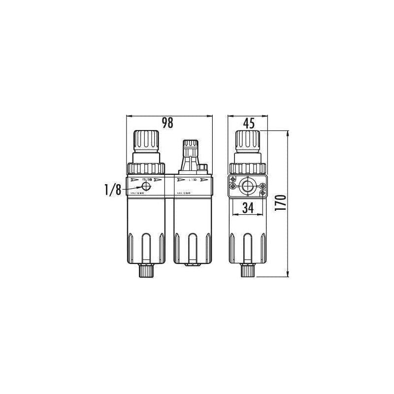 GAV FRL180 Air Filter - Reducer - Lubricator with Gauge Secondary image