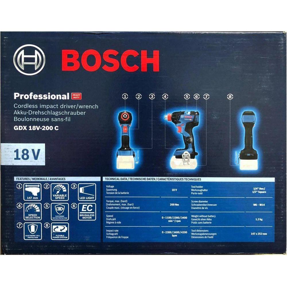Bosch GDX 18V-200 C (2in1) Cordless Brushless Impact Driver / Impact Wrench 18V (Bare) Secondary image