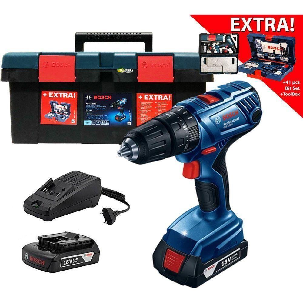 Bosch GSB 180-Li Cordless Hammer Drill + 41 pcs Bit Set and Case - Goldpeak Tools PH Bosch Main image