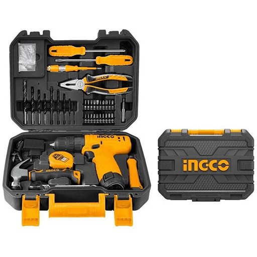 Ingco HKTHP10811 81pcs Household Tools Set (Cordless Drill + Accs) - KHM Megatools Corp.