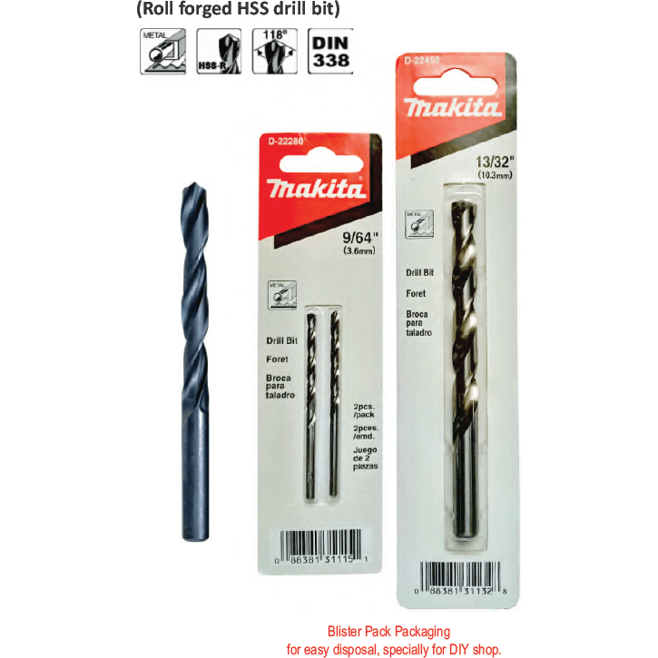Makita HSS-R Metal Drill Bit (Blister Pack) - KHM Megatools Corp. Main image