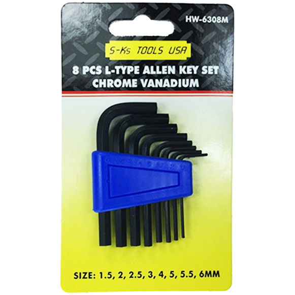 S-Ks 8pcs. HW-6308M Short Arm Allen Wrench Set 1.5-6mm | SKS by KHM Megatools Corp. Main image