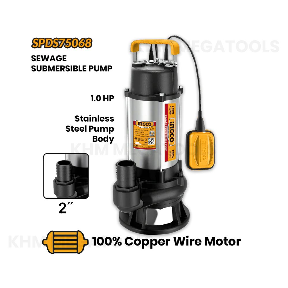 Ingco SPDS75068-5 Submersible Pump 750W 1.0HP | Ingco by KHM Megatools Corp. Main image