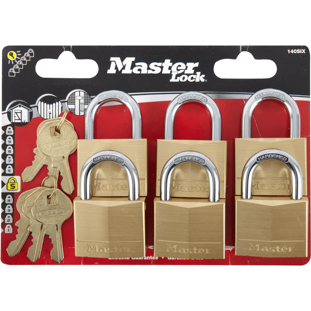 MasterLock 140EURSIX Brass Padlock 6pcs (Key Alike) | Masterlock by KHM Megatools Corp. Main image