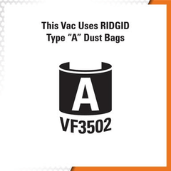 Ridgid VF3502 High-Efficiency Vacuum Dust Bag (Size A) | Ridgid by KHM Megatools Corp.