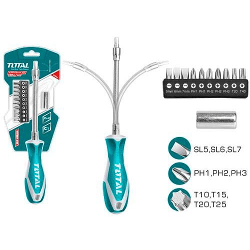 Total THT250FL1206 12pcs Screwdriver Set (Flexible Shaft) | Total by KHM Megatools Corp.