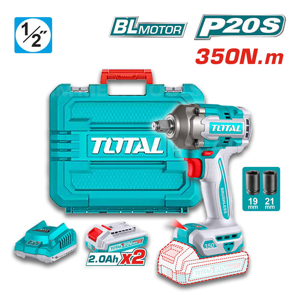 Total TIWLI2035 Brushless Cordless Impact Wrench 20V 350N.m (Kit) - ToolsSavvy.ph Main image