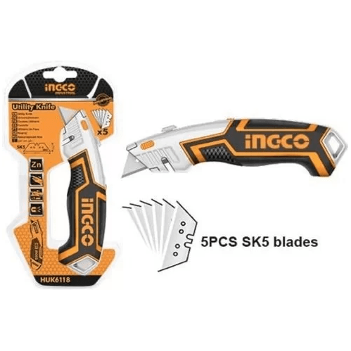 Ingco HUK6118 Utility Cutter Knife (+5 Blades) - KHM Megatools Corp. Main image