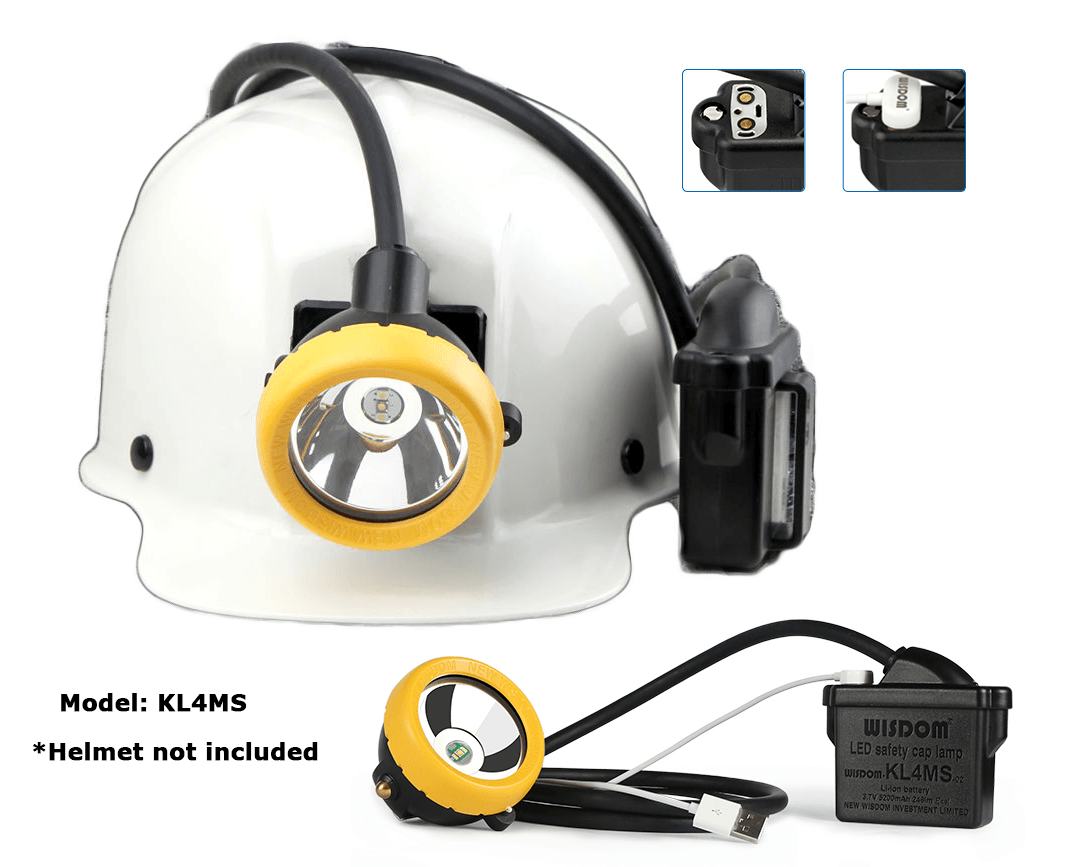 Wisdom KL4MS Miner's LED Cap Corded Mining Lamp / Head Light (with USB Charger Adaptor) - KHM Megatools Corp. Main image