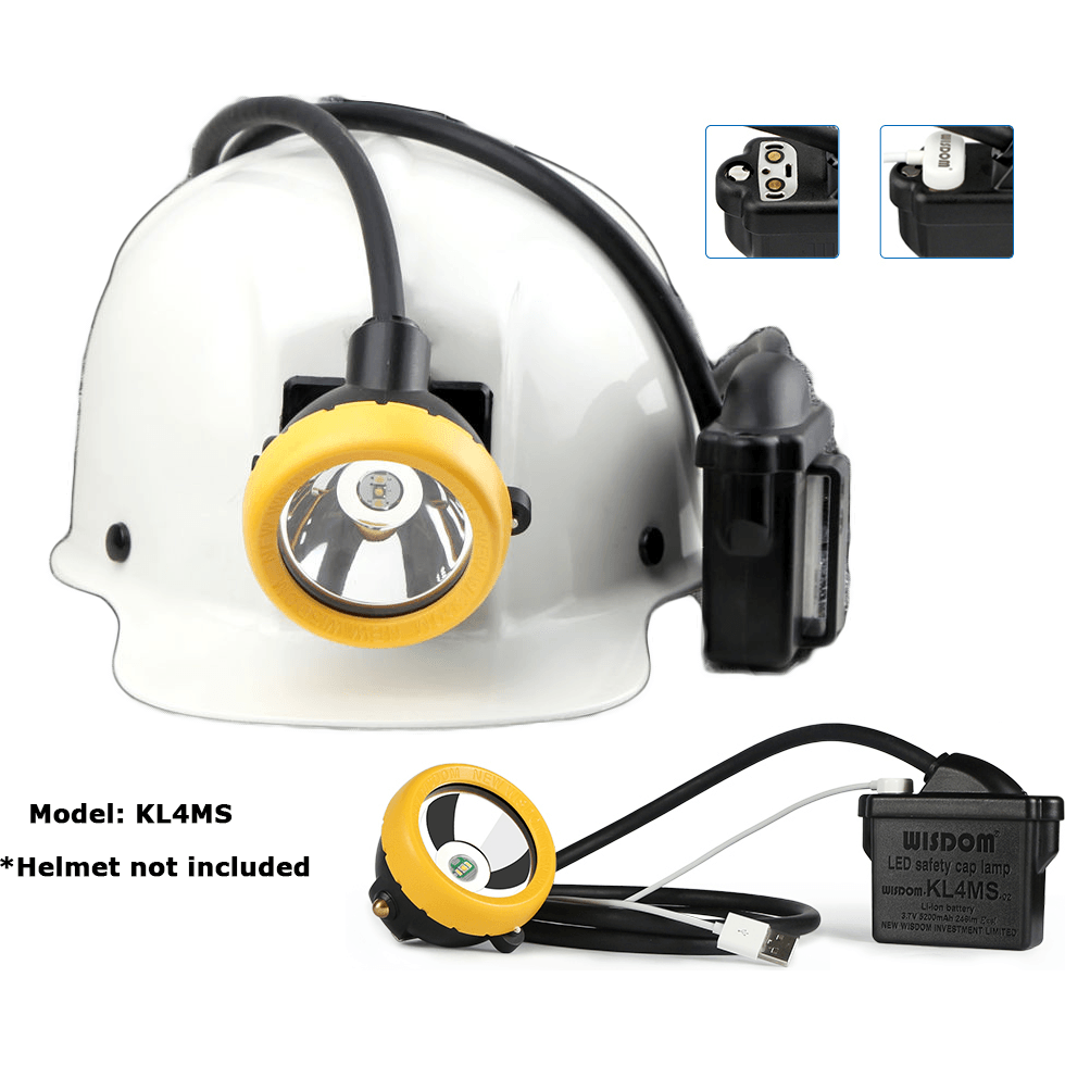 Wisdom KL4MS Miner's LED Cap Corded Mining Lamp / Head Light (with USB Charger Adaptor) - KHM Megatools Corp. Main image