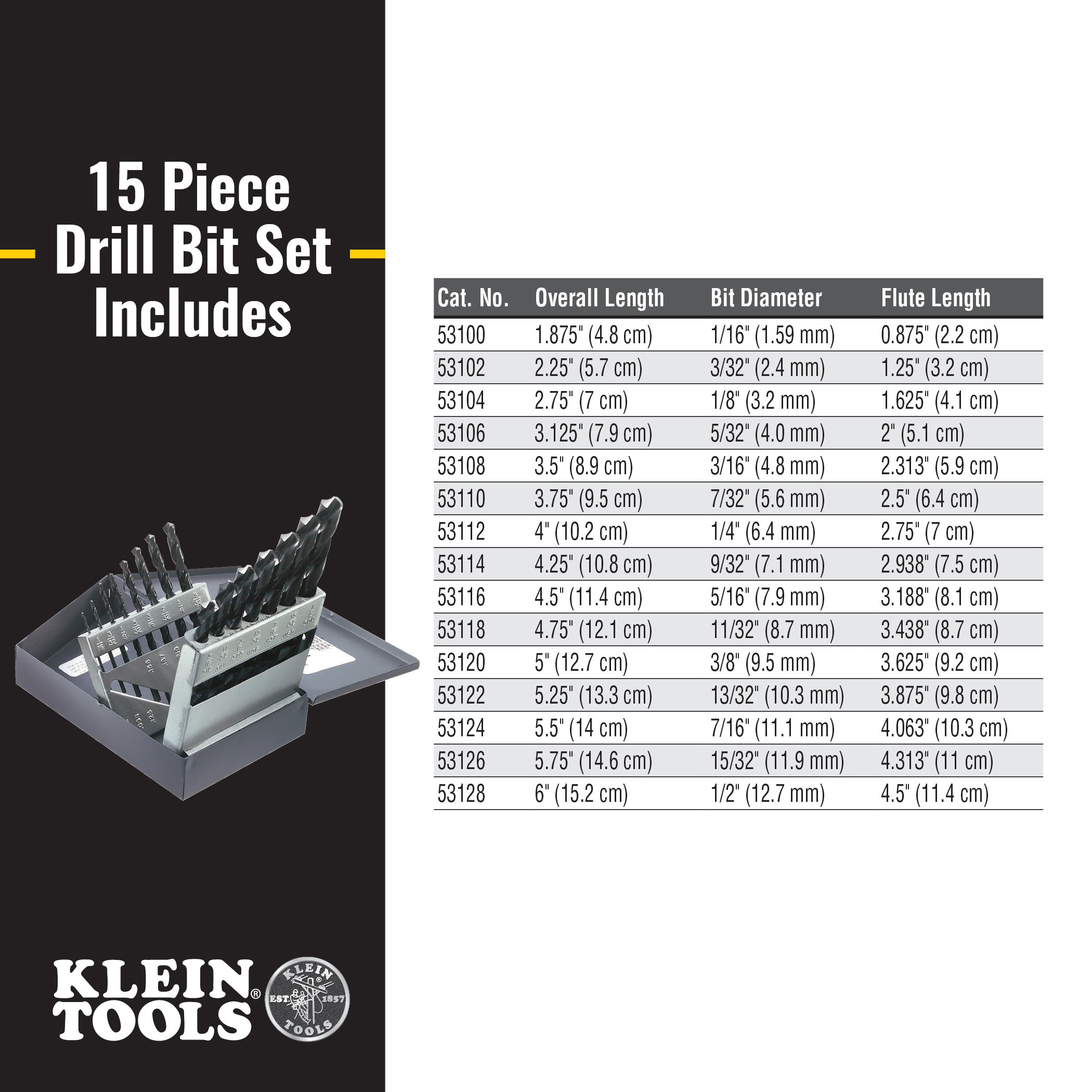Klein 53001-15 Drill Bit Set 15in1 - ToolsSavvy.ph