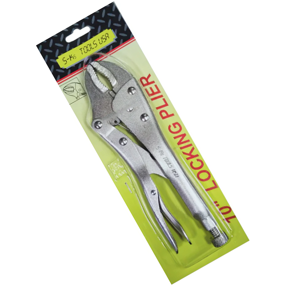 S-Ks 10AFNW-MCS Vise Grip Locking Pliers 10" Curved Jaw with Wire Cutter (Chrome) | SKS by KHM Megatools Corp. Main image