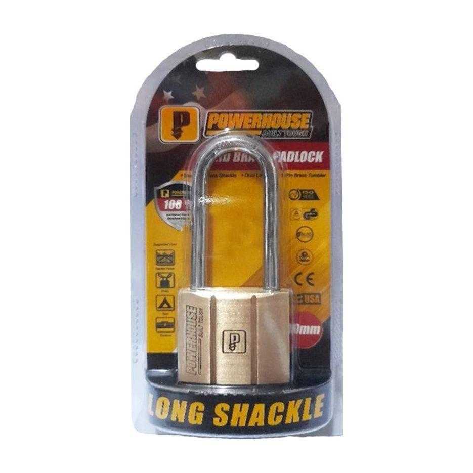 Powerhouse PH140 Solid Brass Padlock Long Shackle | Powerhouse by KHM Megatools Corp. Main image