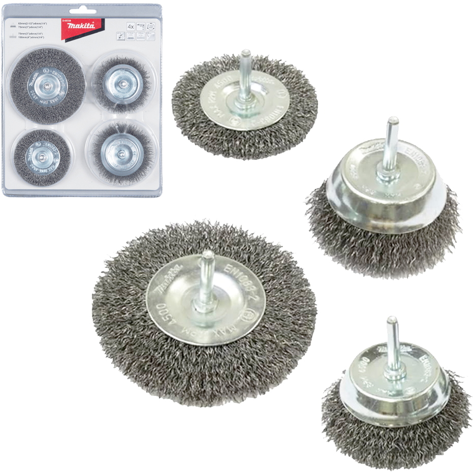 Makita D-65729 Shank Wire Brush Set 4Pcs | Makita by KHM Megatools Corp. Main image