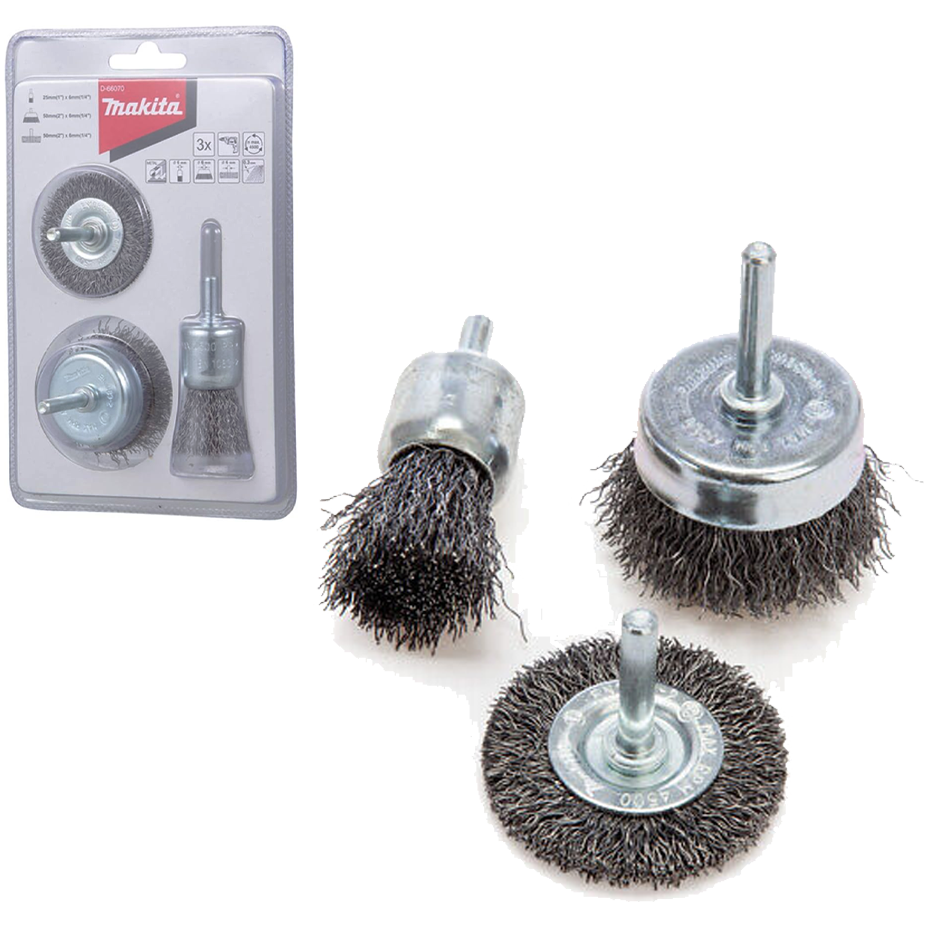 Makita D-66070 Wire Brush Set for Drill Set 3Pcs | Makita by KHM Megatools Corp. Main image