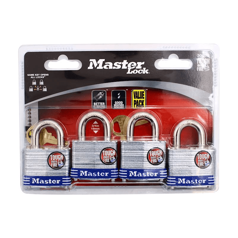 MasterLock 3008D Laminated Steel Padlock 4pcs (Key Alike) | Masterlock by KHM Megatools Corp.