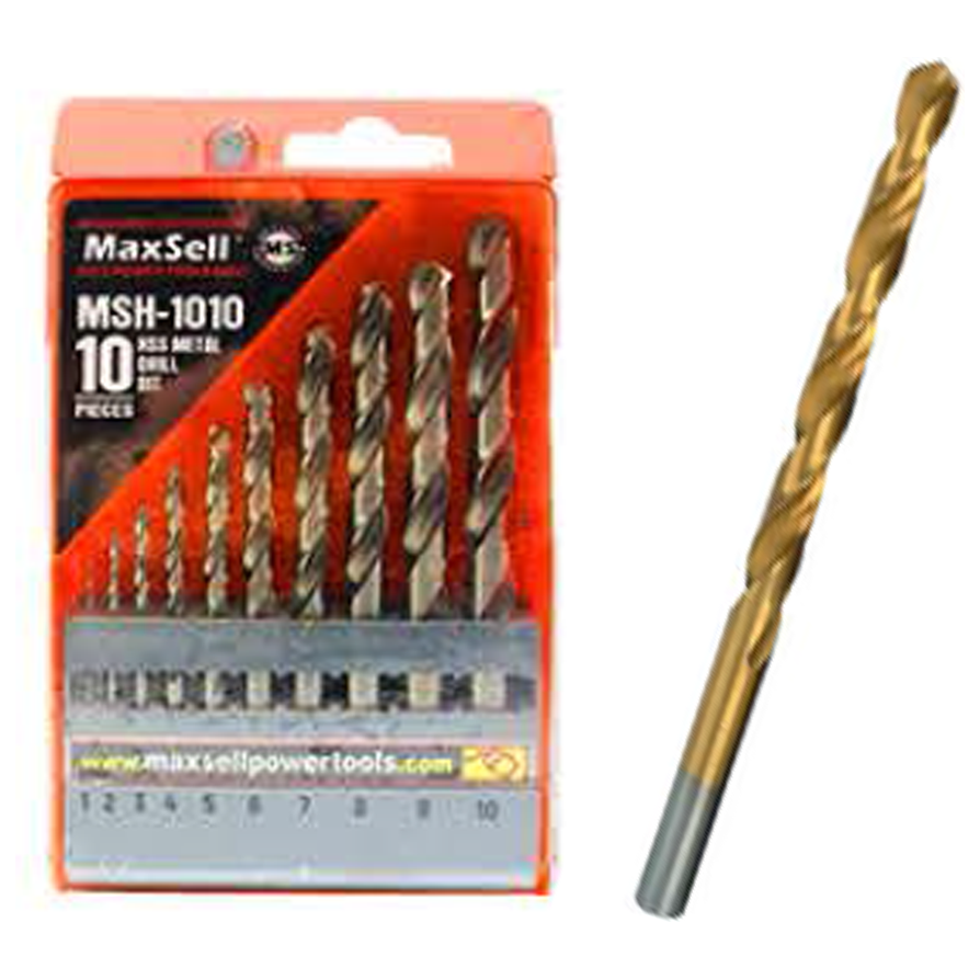 Maxsell MSH-1010 HSS Titanium Drill Bit Set 10Pcs | MaxSell by KHM Megatools Corp. Main image
