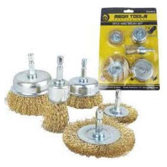 Megatools MWB5S 5pcs Wire Brush Set (1/4 "Hex Shank) - KHM Megatools Corp. Main image