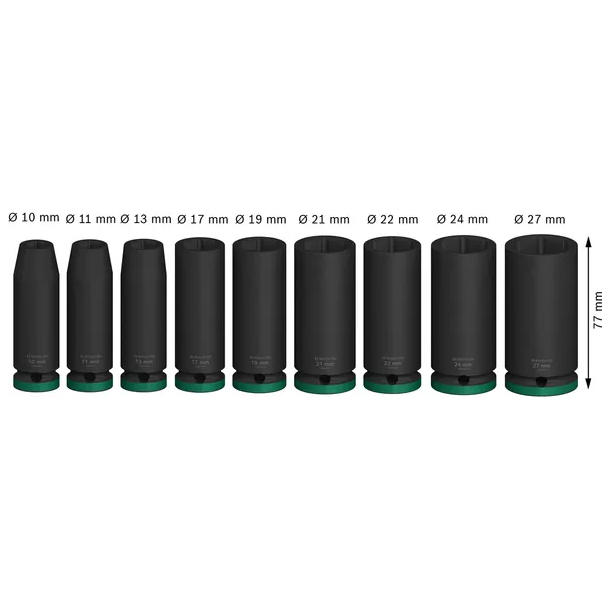 Bosch Pro Impact Socket Wrench 1/2" Drive Deep 9pcs Set (2608003040) Secondary image