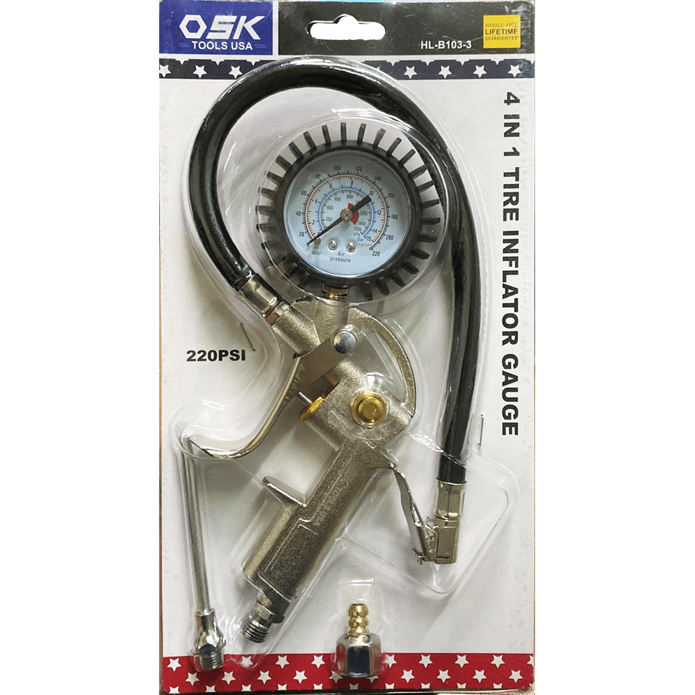 OSK HL-B-103-3 Pneumatic 4-in-1 Tire Inflator Gauge - KHM Megatools Corp. Main image