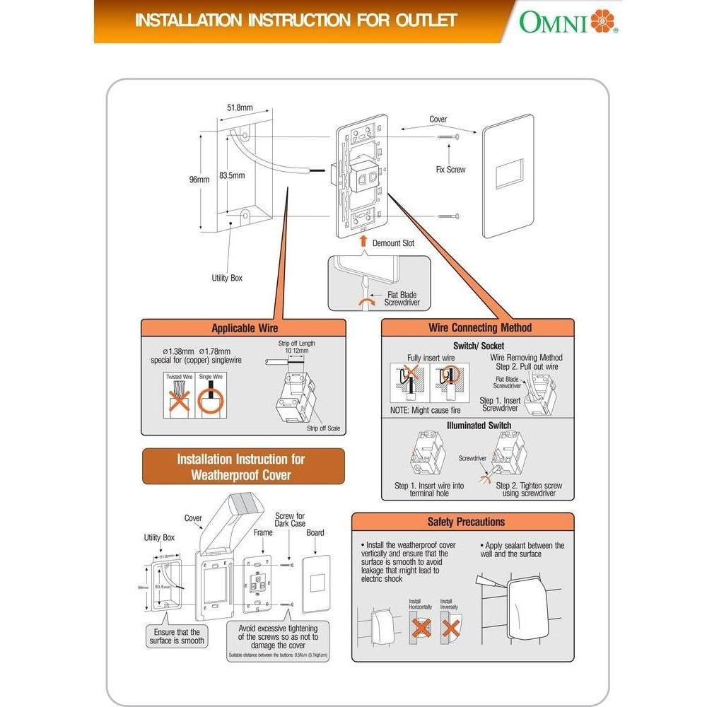 Omni P3-EU 3pc Universal Outlet in Plate (Flush Type) Secondary image