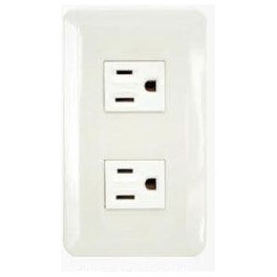 Omni P2-EG-PK 2pc Convenience Outlet with Ground in Plate (Flush Type) | Omni by KHM Megatools Corp. Main image