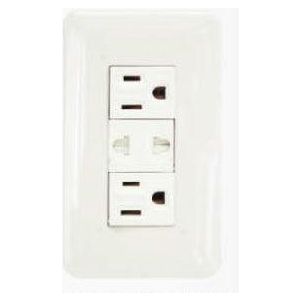 Omni P3-EG/EU/EG-PK 2 pc Convenience Outlet with Ground & Universal Outlet with Safety Shutter in Plate (Flush Type) | Omni by KHM Megatools Corp. Main image