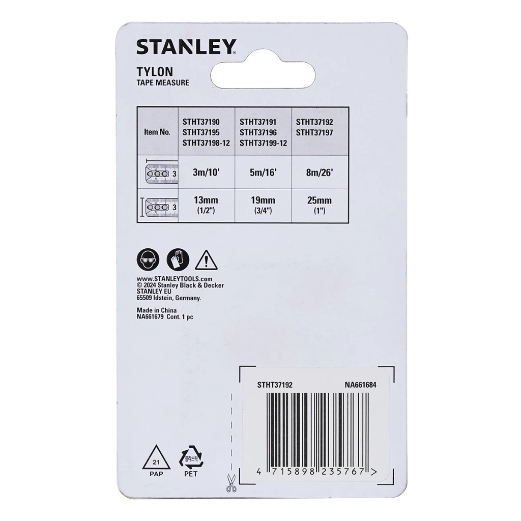 Stanley STHT37192 Steel Tape Measure 8m (Tylon)