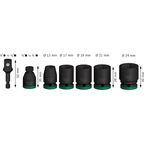 Bosch PRO Impact Socket Wrench 1/2" Drive Standard 7Pcs with 1/4" Adapter (2608003032) | Bosch by KHM Megatools Corp.