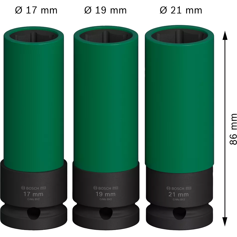 Bosch PRO Impact Socket Extra Deep Socket Wrench Set 3pcs (17,19,21mm) Secondary image