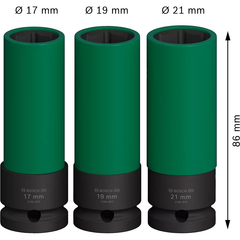 Bosch PRO Impact Socket Extra Deep Socket Wrench Set 3pcs (17,19,21mm) | Bosch by KHM Megatools Corp.