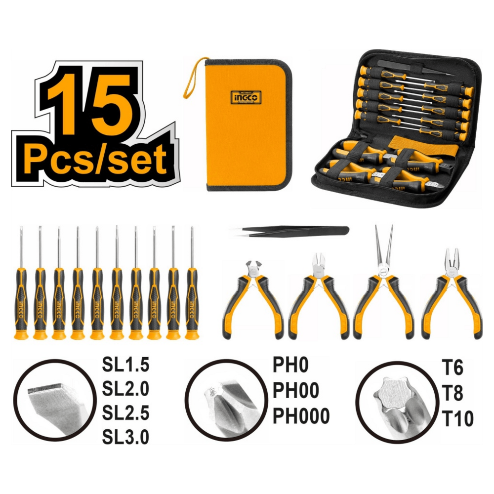 Ingco HKTTS0151 15pcs Precision Tools Set - KHM Megatools Corp. Main image