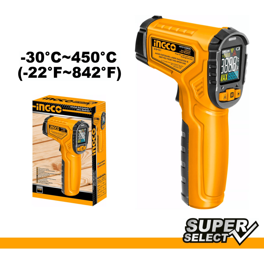 Ingco HIT0155026 Infrared Thermometer / Thermal Scanner (SS) - KHM Megatools Corp.