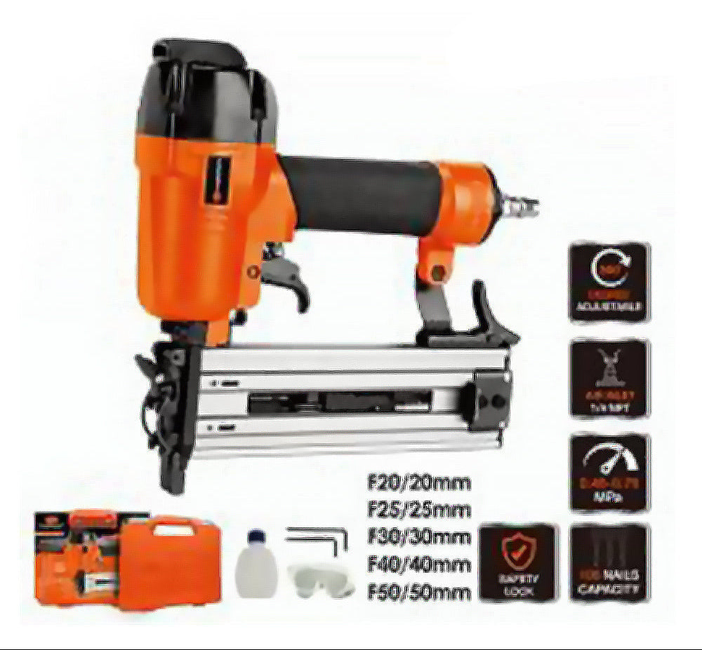 Orange and black nail gun with accessories on a white background, featuring the Pumpkin brand. Main image