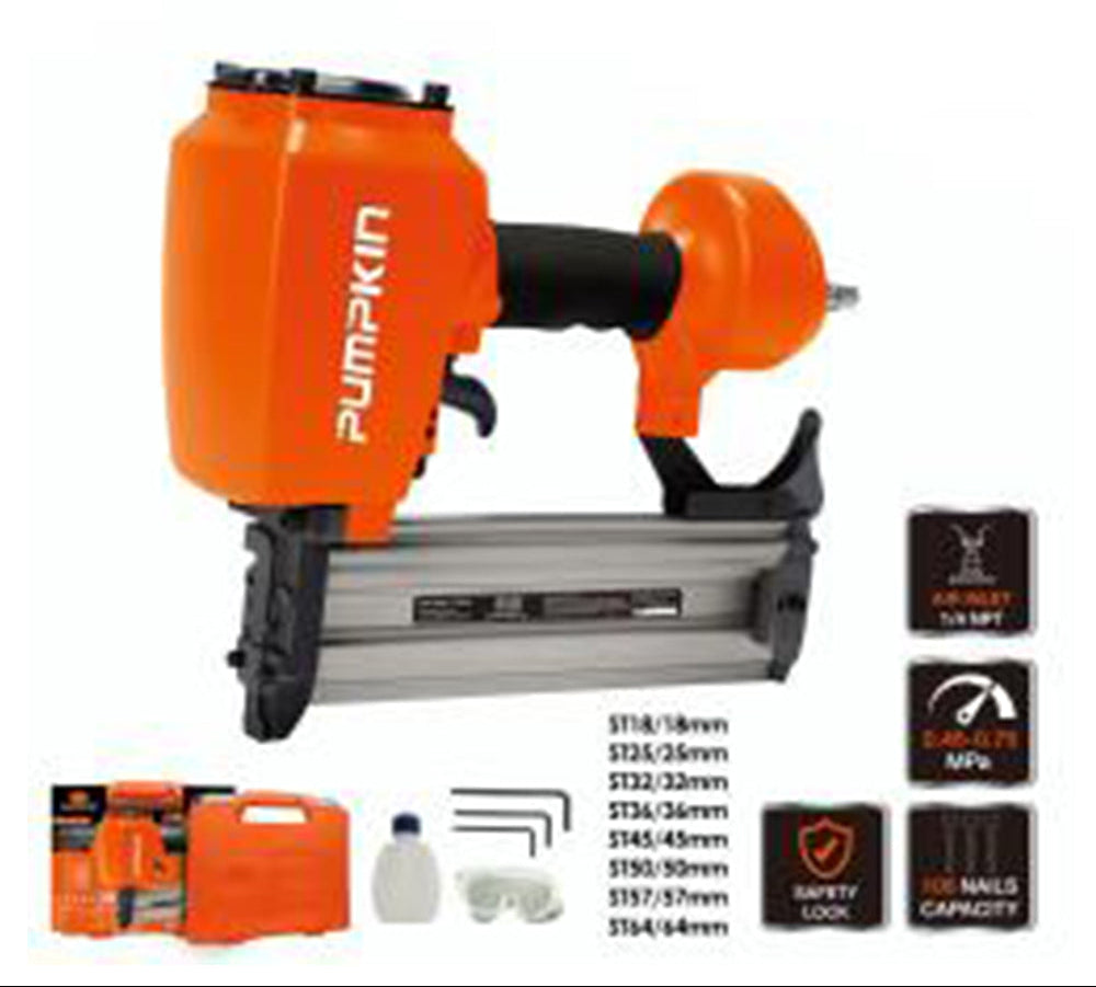 Orange nail gun with accessories on a white background, featuring the Pumpkin brand. Main image