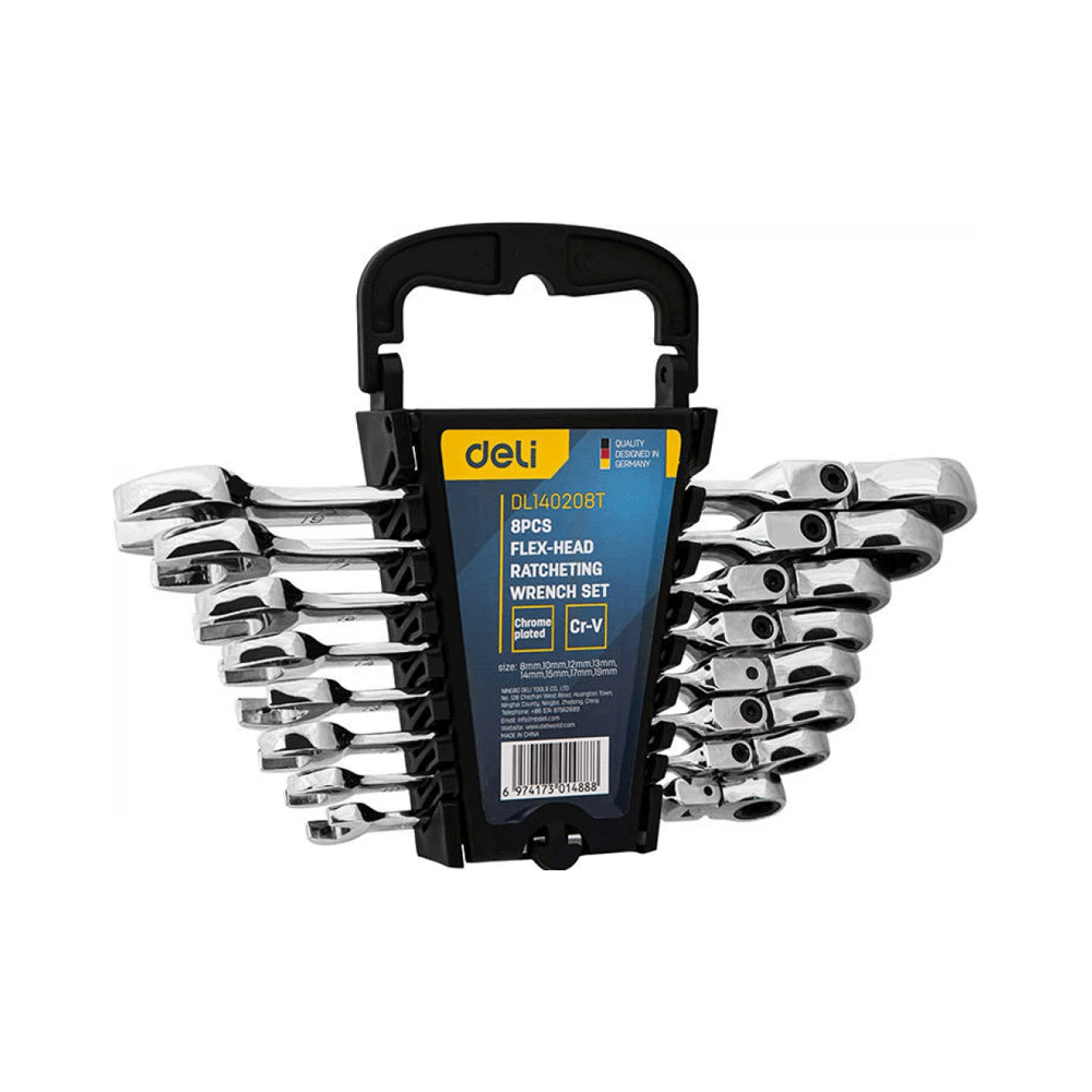 Deli EDL140208T Ratchet Dual-Use Wrench Set With Adjustable End 8pcs | Deli by KHM Megatools Corp.