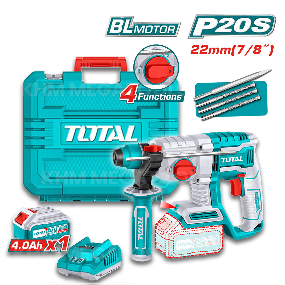 Total TRHLI202081 Li-Ion Rotary Hammer 20V 22mm (Set) - ToolsSavvy.ph Main image