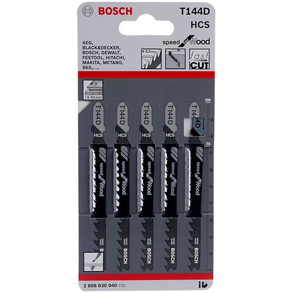 Bosch T144D Jigsaw Blade (Straight Quick Cut) Speed for Wood [2608630040] - KHM Megatools Corp. Main image