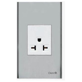 Omni SP1-WA-PK Aircon Tandem Outlet in Stainless Plate 20A (Wide Series) | Omni by KHM Megatools Corp. Main image