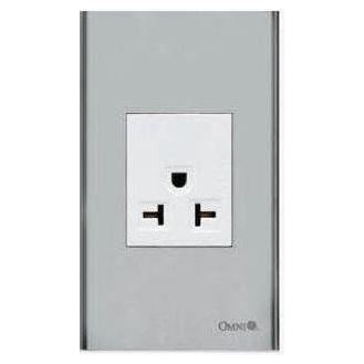 Omni SP1-WA-PK Aircon Tandem Outlet in Stainless Plate 20A (Wide Series) | Omni by KHM Megatools Corp. Main image
