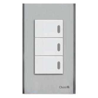 Omni SP3-S14-PK 3pc 1-Way Illuminated Switch in Stainless Plate 16A (Wide Series) | Omni by KHM Megatools Corp. Main image