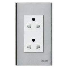 Omni SP3-WG2-PK Duplex Universal Outlet with Ground in Stainless Plate 16A (Wide Series) | Omni by KHM Megatools Corp.
