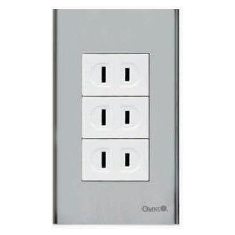 Omni SP3-WR-PK 3pc Regular Convenience Outlet in Stainless Plate 16A (Wide Series) | Omni by KHM Megatools Corp. Main image