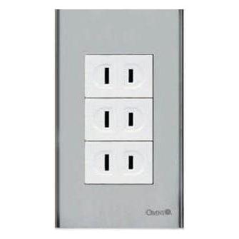 Omni SP3-WR-PK 3pc Regular Convenience Outlet in Stainless Plate 16A (Wide Series) | Omni by KHM Megatools Corp. Main image