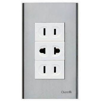 Omni SP3-WR/WU/WR-PK 2pc Regular Convenience Outlet & Universal Outlet in Stainless Plate (Wide Series) | Omni by KHM Megatools Corp.