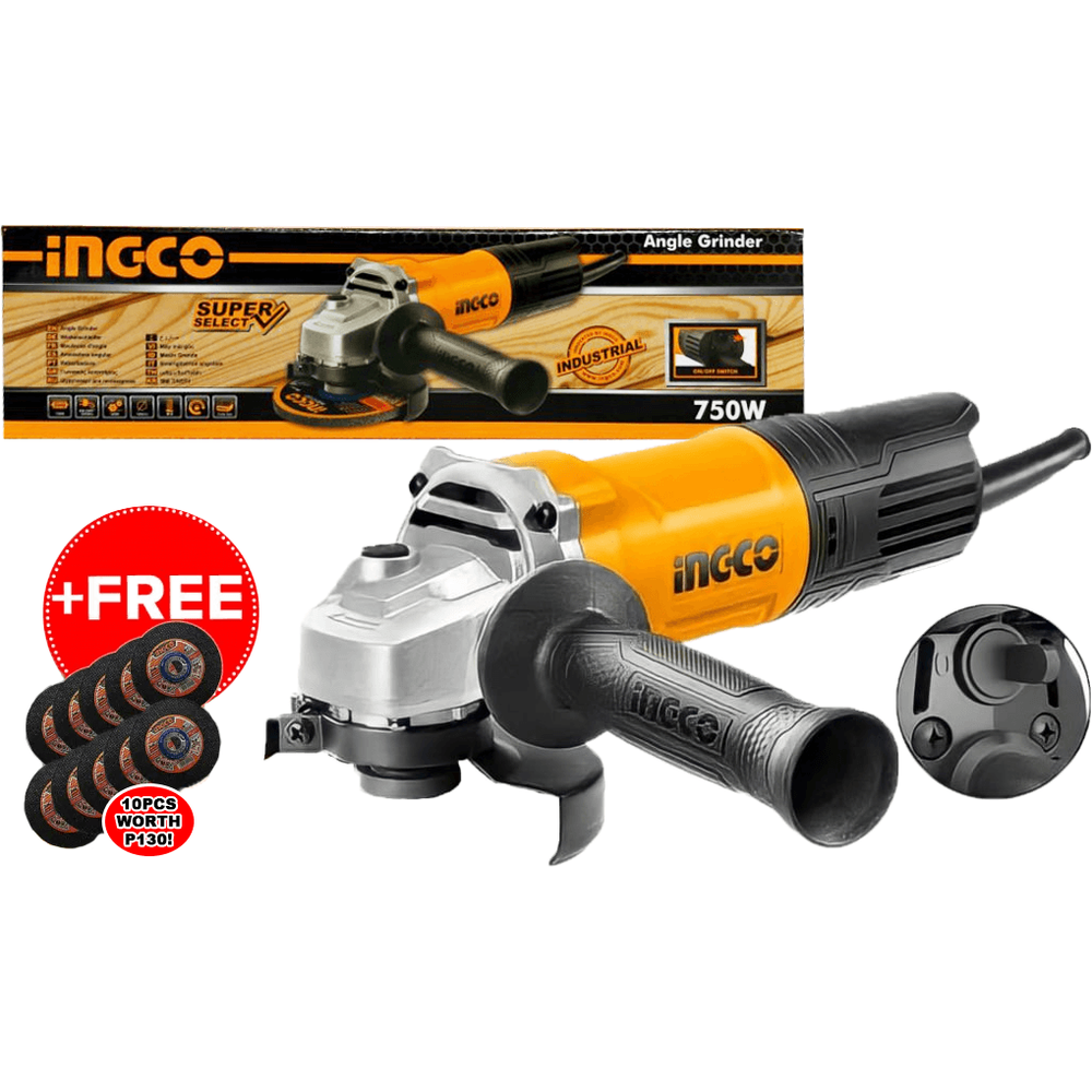 Ingco AG750162 / AG750282 Angle Grinder 4" 750W [SS] - KHM Megatools Corp.