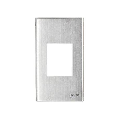 Omni WWP-111S Stainless 1-Gang Plate for Universal Outlet with Ground & Aircon Tandem Outlet (Wide Series) - KHM Megatools Corp. Main image