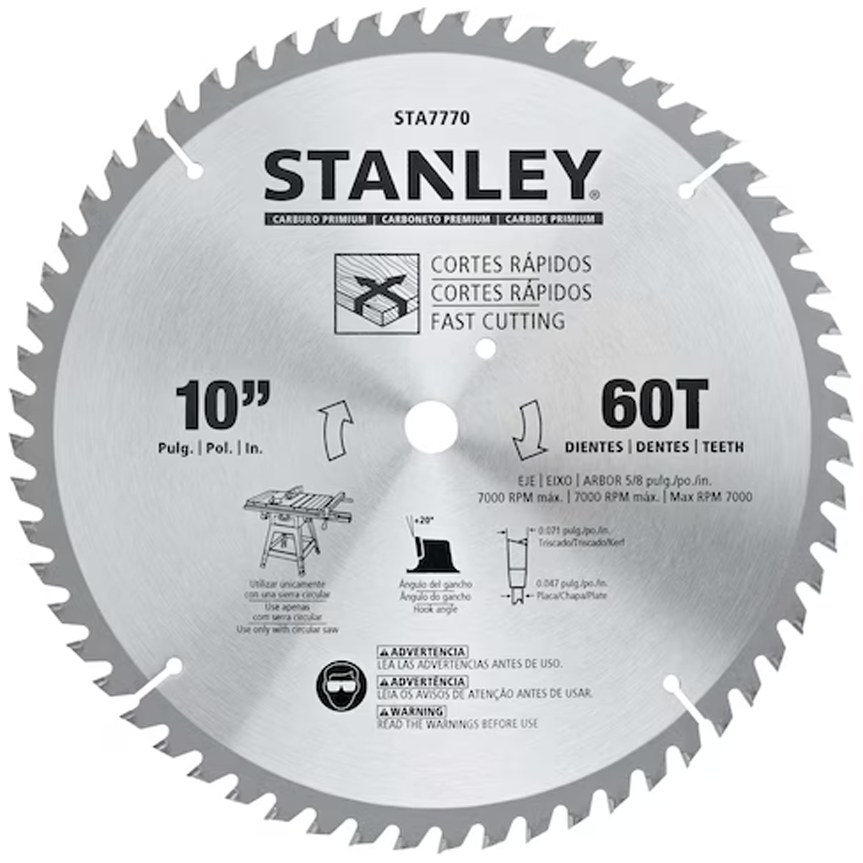 Stanley STA7770-AE Miter Saw Blade 10"x60T